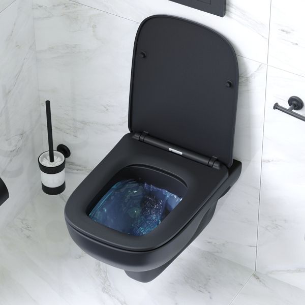 Унитаз подвесной Am.Pm X-Joy FlashClean с сиденьем микролифт чёрный матовый C85A1700MBSC
