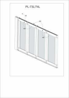Шторка на ванну складная левая Veconi Palau, PL-73BL, 1200x1500, черный матовый, прозрачное стекло