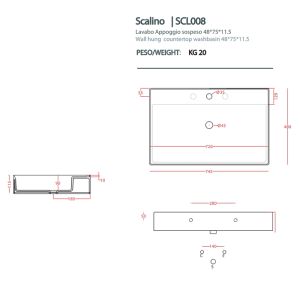 Раковина ArtCeram Scalino SCL006 01 00 белая 75 см