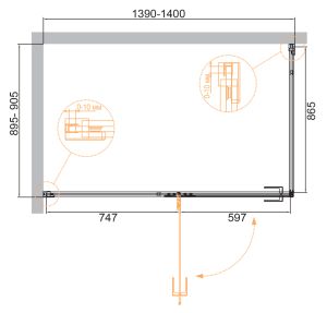 Душевой уголок Cezares Bellagio 140x90см брашированное золото BELLAGIO-AH-1-140/90-C-BORO