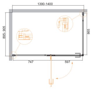 Душевой уголок Cezares Bellagio 140x90см брашированное золото BELLAGIO-AH-1-140/90-C-BORO