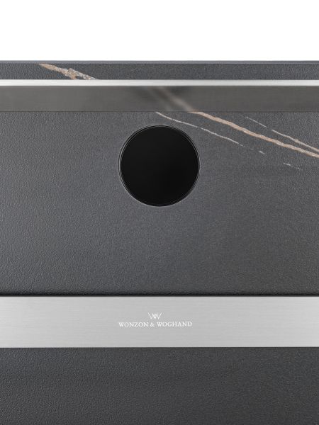 Полотенцесушитель электрический Wonzon & Woghand Stuttgart WW-A504-BR 43x80 см с каменной плитой чёрный мрамор/брашированный никель