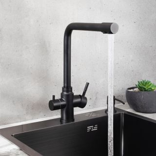 Смеситель для кухни РМС SUS125BL-017F-015 с подключением фильтра чёрный Смеситель для кухни РМС SUS125BL-017F-015 с подключением фильтра чёрный