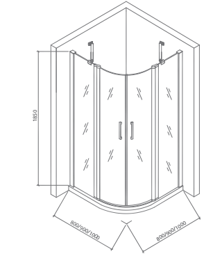 Душевой уголок Good Door Pandora R-80-T-CH стекло прозрачное с рисунком Тростник