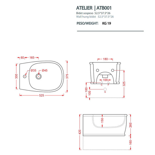Биде Artceram Atelier ATB001 01 00 белое