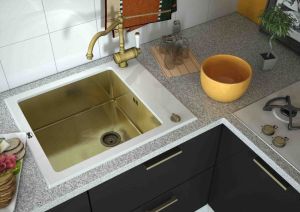 Мойка кухонная Zorg Inox Glass GL-6051-WHITE-BRONZE
