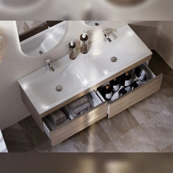 Тумба под раковину подвесная Velvex Pulsus tp.PUL.PUL.140.2Y дуб сонома, 140 см