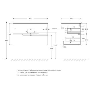 Тумба под раковину Cezares Дуэт (Duet) DUET-N-800-2C-SO-APR-P 80 см голубой жемчужный