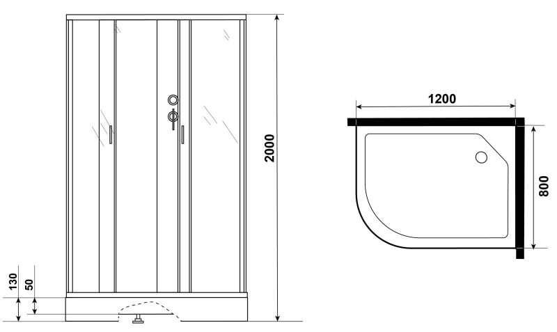 Душевая кабина Niagara NG-3512-14RBK 120x80см серебро/тонированное