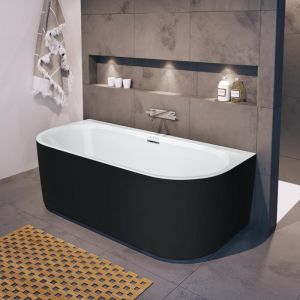 Акриловая ванна Riho Desire Back2Wall Velvet Sparkle System Fall B089013220 180x84см с аэромассажем заполнение через перелив чёрный матовый/белый матовый