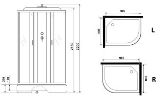 Душевая кабина Niagara NG-33984-14LG с гидромассажем 90x80см серебро/матовое