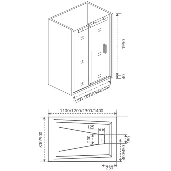 Душевая дверь Good Door Galaxy WTW-140 140Х195 стекло прозрачное