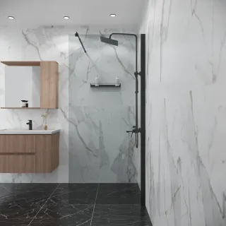Душевая перегородка Niagara Eco NG-551-90BLACK 90 см профиль чёрный стекло прозрачное
