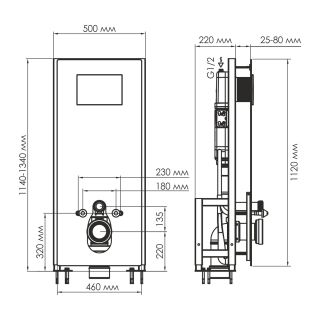 Система инсталляции для унитазов WasserKRAFT Glan 66TLT.010.ME.BL.MG01 с кнопкой смыва
