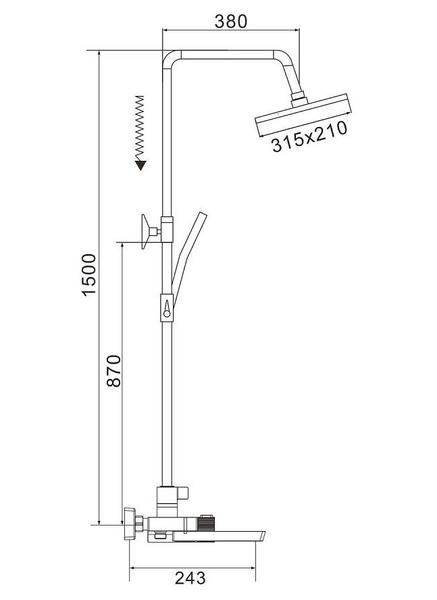 Душевая стойка Rose R1896 с термостатом хром