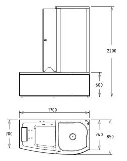 Акриловая ванна Gemy G8040 B R 170x85x220 Акриловая ванна Gemy G8040 B R 170x85x220