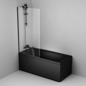 Шторка на ванну Am.Pm Gem 140x80см чёрный матовый W90BS-080-140BT