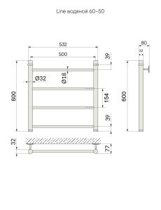 Полотенцесушитель водяной Indigo Line LLW60-50 60x50 см хром