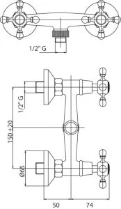 Смеситель для душа, золото Cezares DIAMOND-DS-03/24-Sw