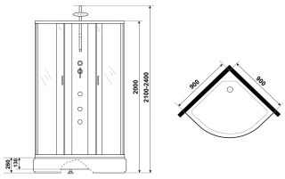 Душевая кабина Niagara NG-3501-14BKTG с гидромассажем 90x90см серебро/тонированное