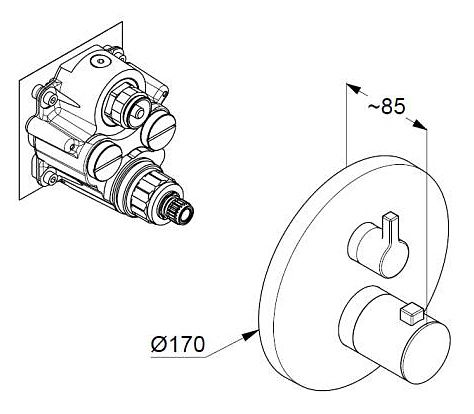 Смеситель для ванны и душа Kludi Nova Fonte Puristic 208305315 с термостатом белый матовый