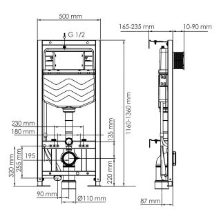 Система инсталляции для унитазов WasserKRAFT Aller 10TLT.010.ME.RG02 с кнопкой смыва