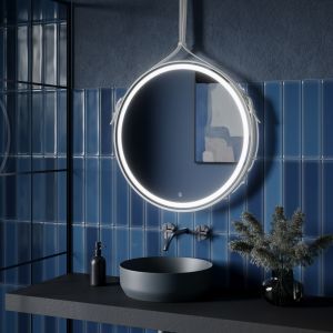 Зеркало с подсветкой Sancos Dames DA650W 65см на кожаном ремне белый