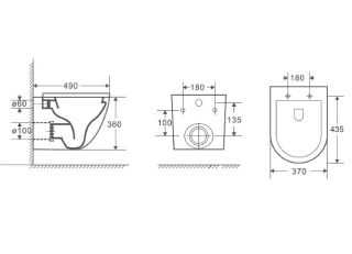 Унитаз подвесной D&K Matrix DT1396516 безободковый смыв торнадо белый Унитаз подвесной D&K Matrix DT1396516 безободковый смыв торнадо белый
