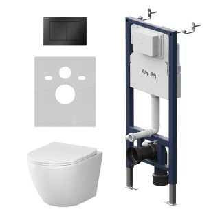 Инсталляция Am.Pm PrimeFit IS90238.801901 с подвесным унитазом AquaSpin 2.0 и чёрной клавишей смыва