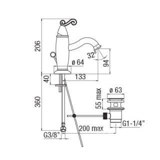 Смеситель  Nobili Dubai DB00118/1GD для раковины Смеситель  Nobili Dubai DB00118/1GD для раковины