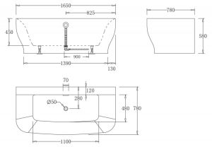 Акриловая ванна BelBagno 165x78см чёрный BB74-NERO-W0