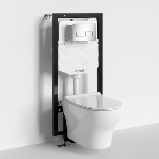 Система инсталляции с унитазом WasserKRAFT Vils 56TLT.010.ME.BN03.H001 кнопка смыва никель