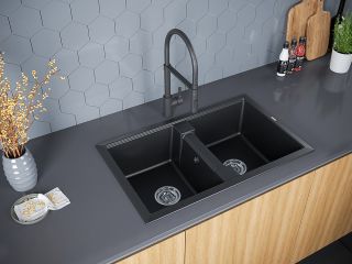 Мойка кухонная Paulmark Zwilling PM238150-BLM чёрный металлик
