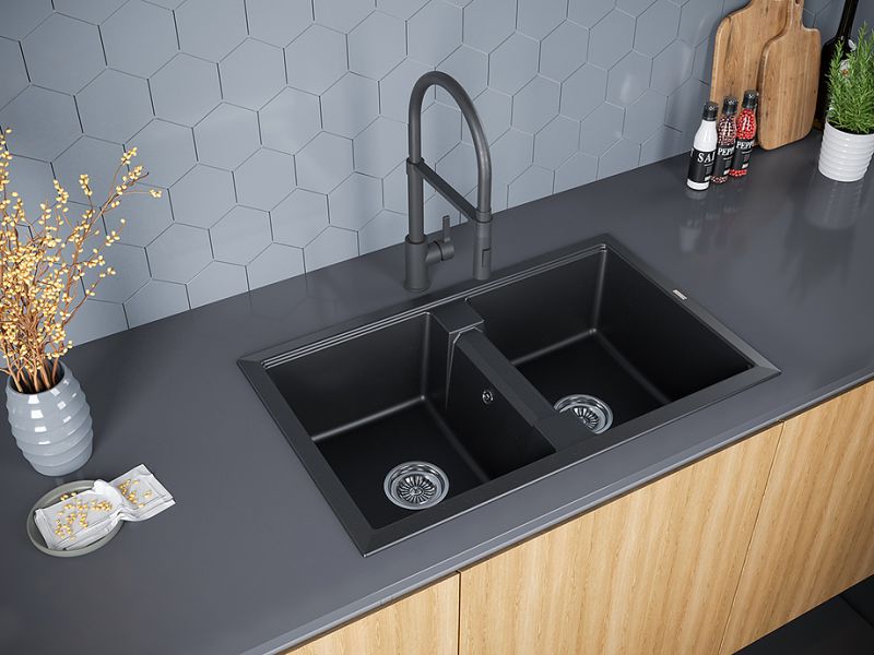 Мойка кухонная Paulmark Zwilling PM238150-BLM чёрный металлик
