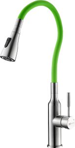 Смеситель для кухни Lemark Expert LM5082S-Green с гибким поворотным изливом хром/зелёный