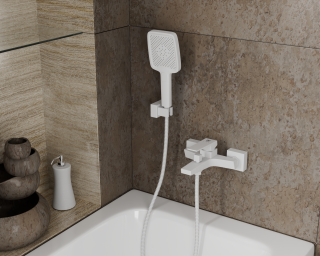 Смеситель для ванны с коротким изливом RUSH Thira (TR3635-44White) Смеситель для ванны с коротким изливом RUSH Thira (TR3635-44White)