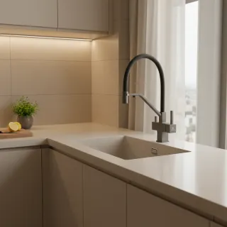 Смеситель для кухни Faraday FA-T9375-17 под фильтр для питьевой воды оружейная сталь/серый