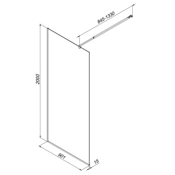 Душевая перегородка AM.PM Func W84WI-90-F1-MTE 90 см