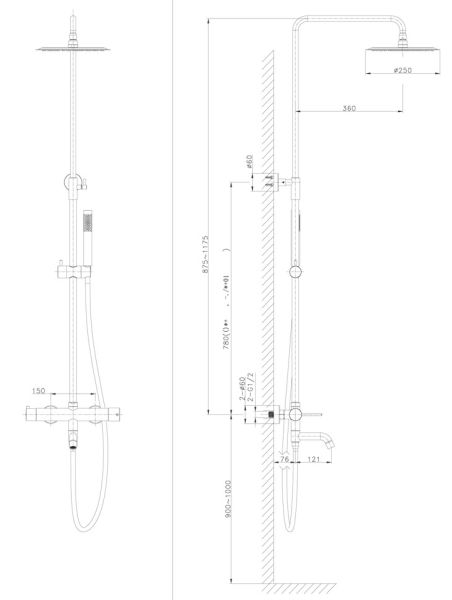 Душевая стойка Raiber Graceful RP-006 хром