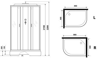 Душевая кабина Niagara NG-33984-14L 90x80см серебро/матовое