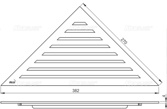 Душевой лоток угловой AlcaPlast с порогами для перфорированной решетки ARZ1