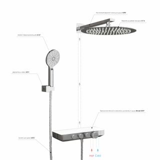 Душевой комплект WasserKRAFT Mindel Thermo A8599.090.116.010.127.011 T с термостатом хром/белый матовый