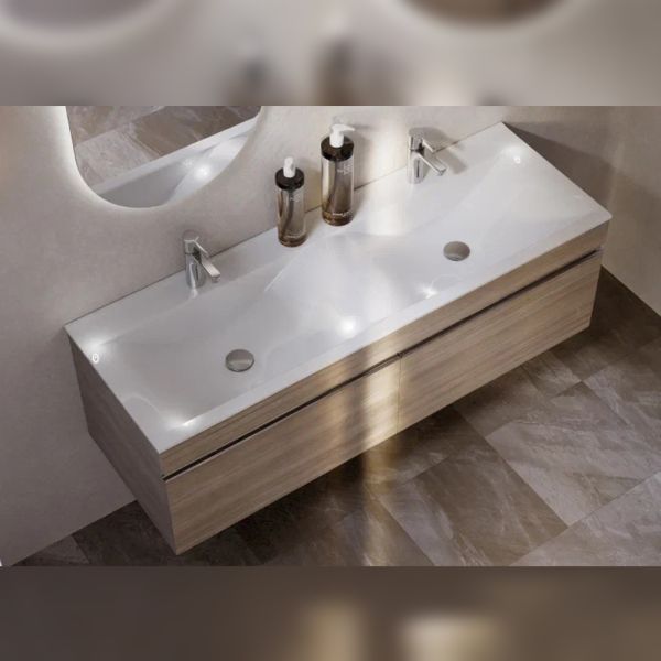 Тумба под раковину подвесная Velvex Pulsus tp.PUL.PUL.140.2Y дуб сонома, 140 см