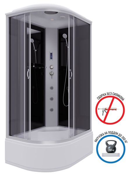 Душевая кабина Niagara NG-2510-14RF с гидромассажем 120x80см серебро/тонированное