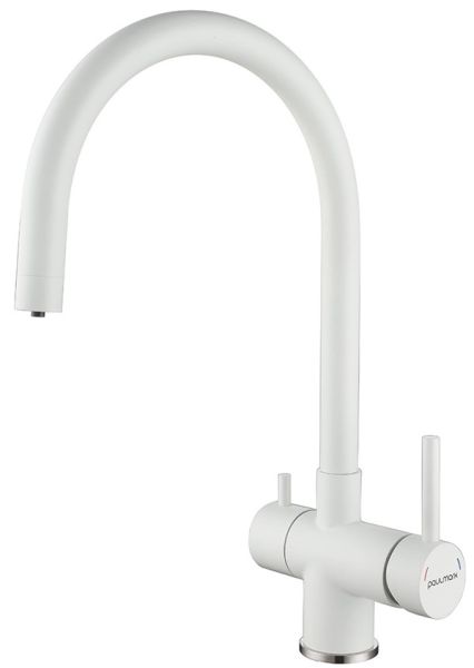 Смеситель для кухни Paulmark Heller He213218-431 белый матовый Смеситель для кухни Paulmark Heller He213218-431 белый матовый