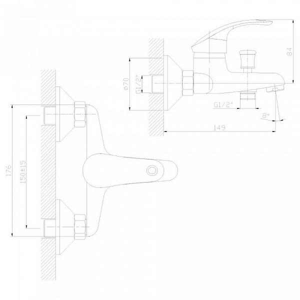 Смеситель для ванны Decoroom с ручным душем хром DR68035
