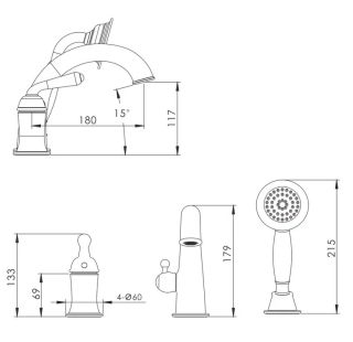Смеситель на борт ванны Rose R0212Q бронза Смеситель на борт ванны Rose R0212Q бронза
