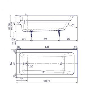 Ванна чугунная Delice Parallel DLR220506RB-AS 180х80 с черными матовыми ручками