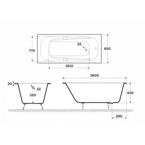 Ванна чугунная Delice Flex DLR230632R-AS 180х85 с отверстиями под ручки и антискользящим покрытием