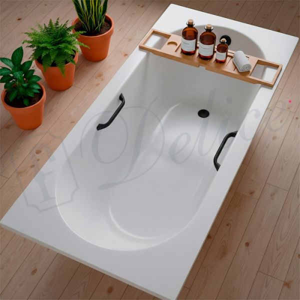 Ванна из литьевого мрамора Delice Bravo DLR330039RB-M 190x90 матовая с чёрными ручками